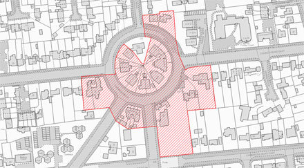 A map showing the properties affected by the Article 4 Church Circle direction
